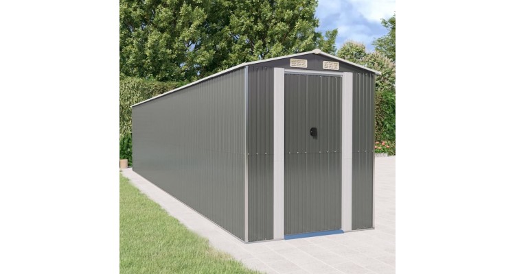 Magazie de gradina, gri deschis, 192x938x223 cm, otel galvanizat Mobilier Grădină